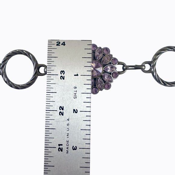 Silver Floral Bangle Belt Necklace Lavender Stone Bohemian Victorian Regencycore - Picture 7 of 8